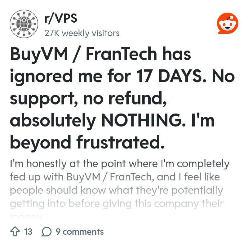 From the VPS community on Reddit