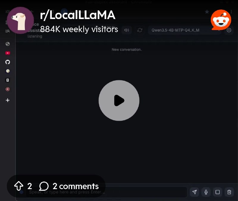 From the LocalLLaMA community on Reddit: Local Voice Assistant based on Qwen3.5 4B with skills/toolcalling. No dedicated GPU. Local…