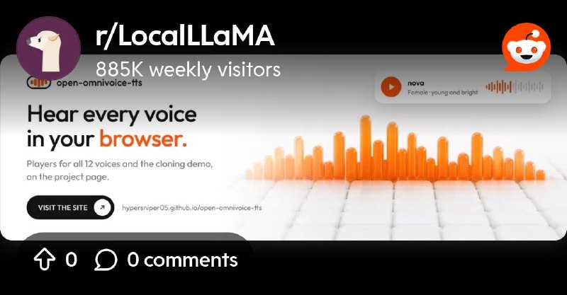 From the LocalLLaMA community on Reddit: OpenAI-compatible TTS endpoint using OmniVoice: 0.3s response time