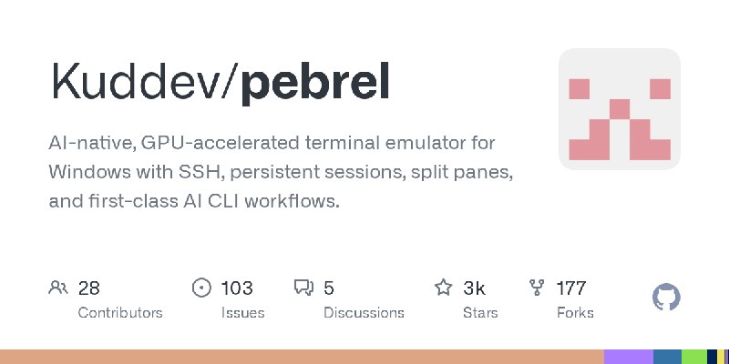 GitHub - Kuddev/pebrel: AI-native, GPU-accelerated terminal emulator for Windows with SSH, persistent sessions, split panes, and…