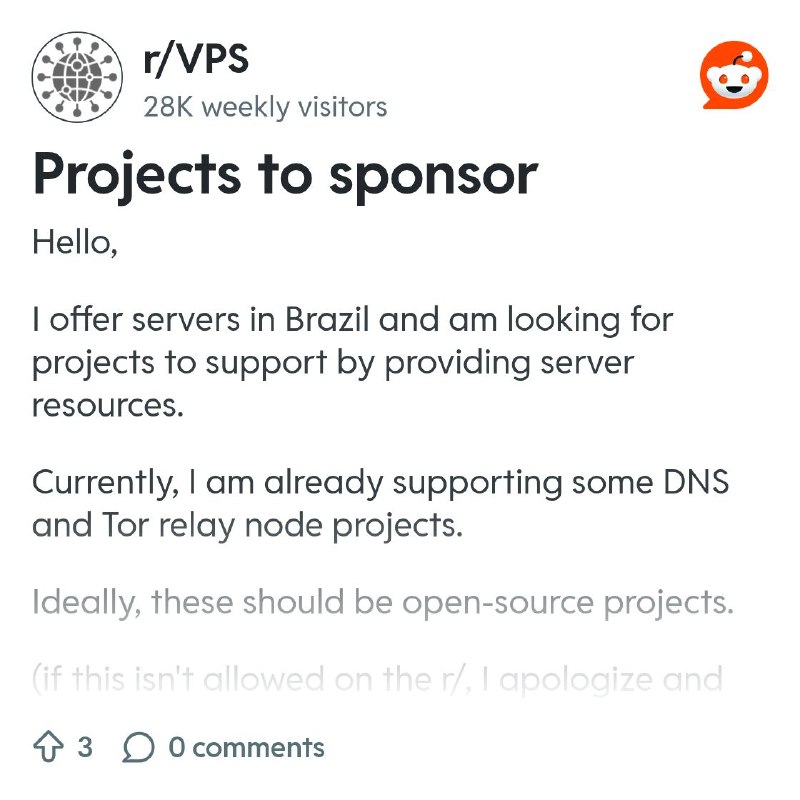 From the VPS community on Reddit