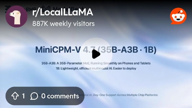From the LocalLLaMA community on Reddit: A 35B multimodal model running on a phone with ~3GB memory? MiniCPM-V 4.7 demo is pretty…