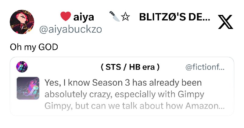 ｡✩❤️ aiya ˒ 🔪✩｡ BLITZØ'S DEFENCE ATTORNEY (@aiyabuckzo) on X