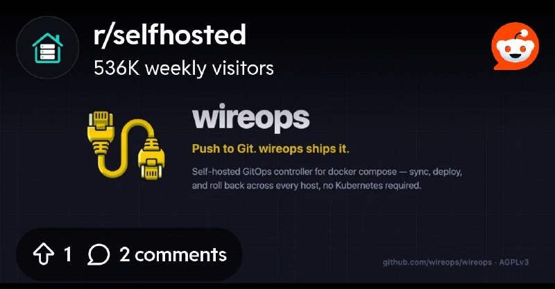 From the selfhosted community on Reddit: WireOps: GitOps Docker Stack Management