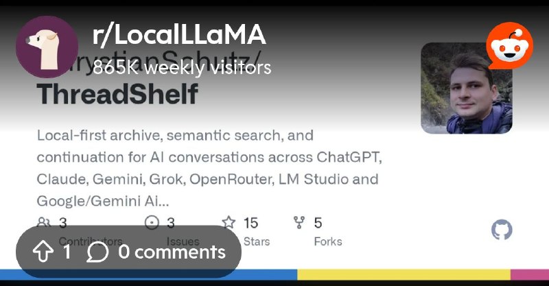 From the LocalLLaMA community on Reddit: Obsidian + AI chat history + llama.cpp (vector search, MCP, note tools)