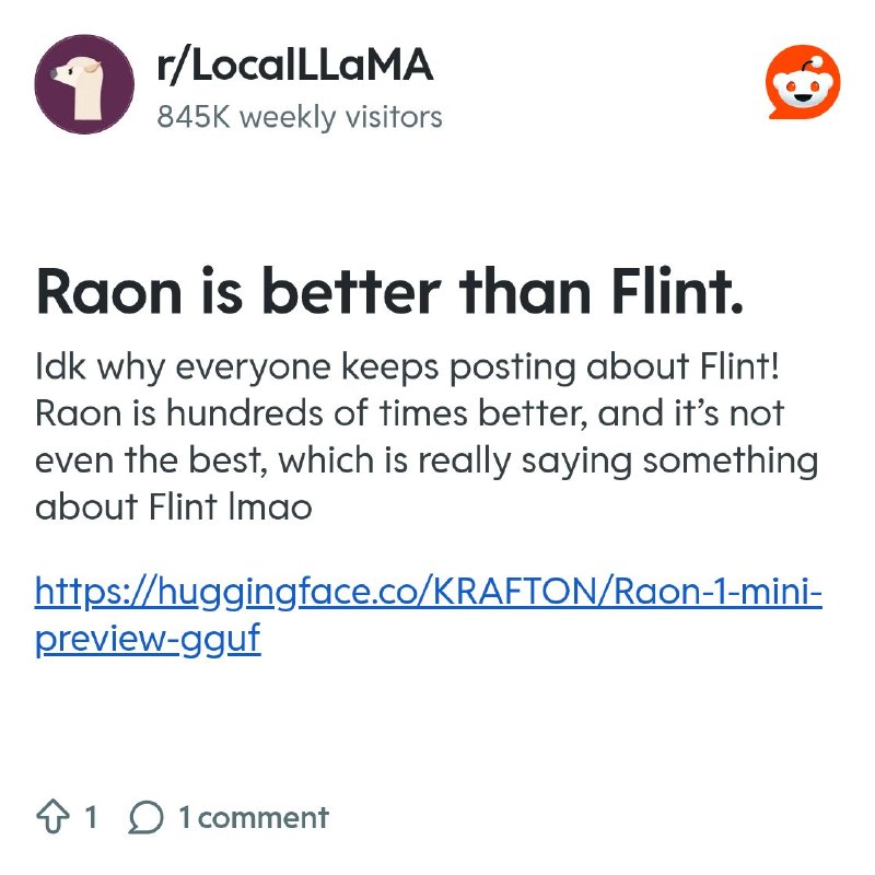 From the LocalLLaMA community on Reddit: Raon is better than Flint.