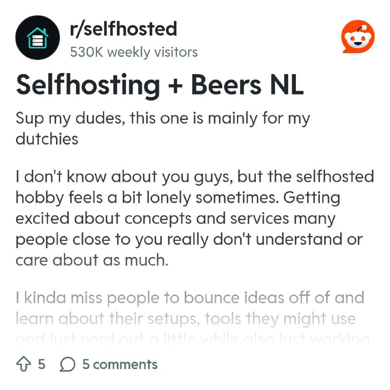 From the selfhosted community on Reddit