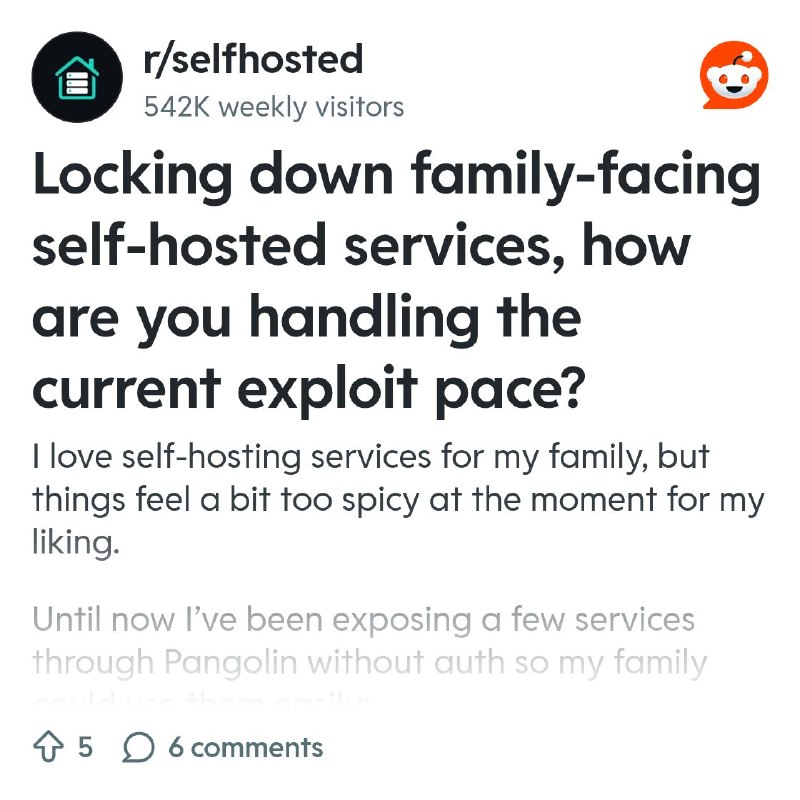 From the selfhosted community on Reddit