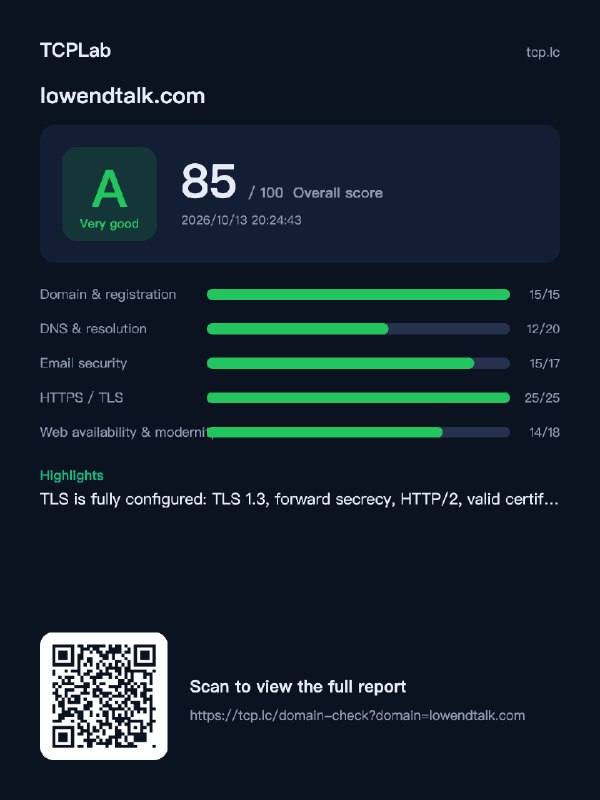I built a free domain health-check tool — enter a domain, get a scored diagnostic report