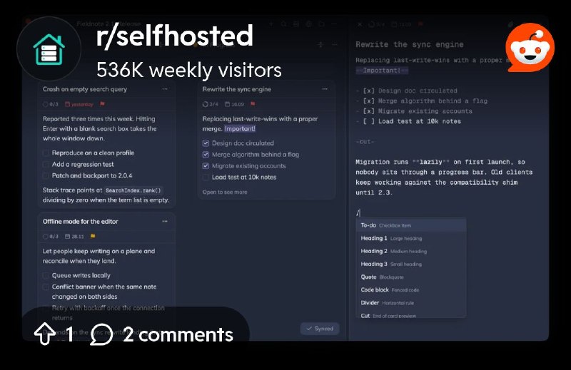 From the selfhosted community on Reddit: Doska: open source self-hosted kanban with Markdown cards (Trello alternative with an…