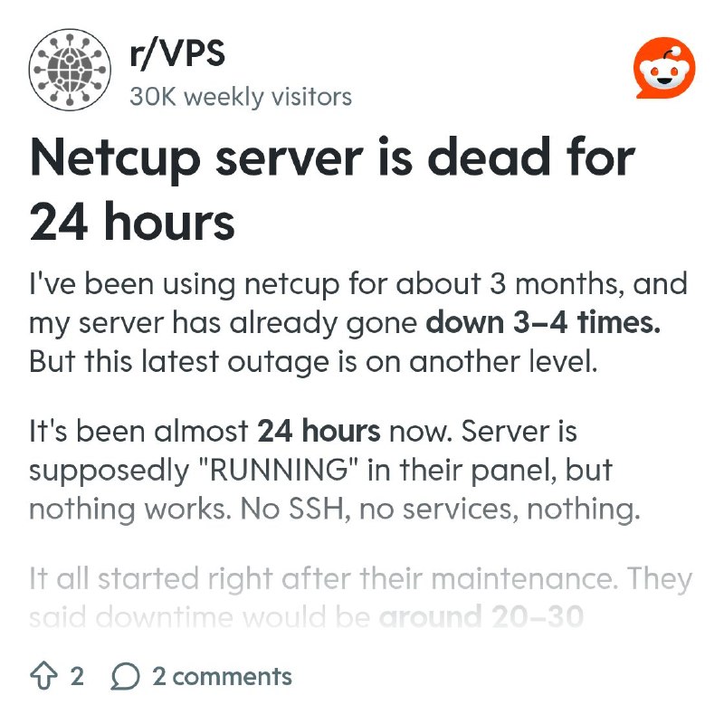 From the VPS community on Reddit