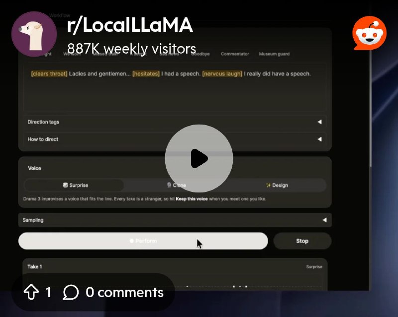 From the LocalLLaMA community on Reddit: New TTS king in town: Fish's Drama 3 35B3A!