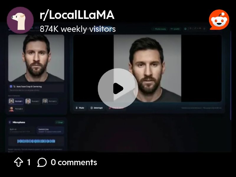 From the LocalLLaMA community on Reddit: Fast-Float: Realtime avatar generation server