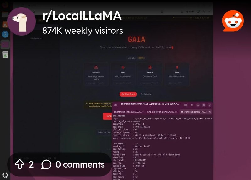 From the LocalLLaMA community on Reddit: AMD GAIA 0.25 brings several improvements for local AI agents on Ryzen AI