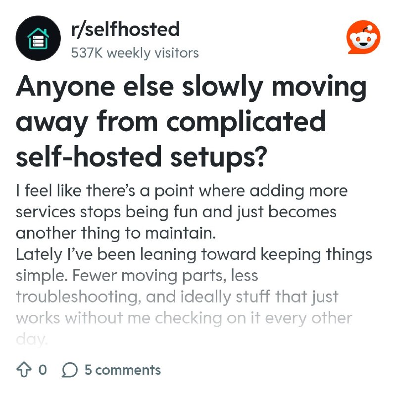 From the selfhosted community on Reddit