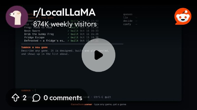From the LocalLLaMA community on Reddit: GameSummoner: ease of local use update