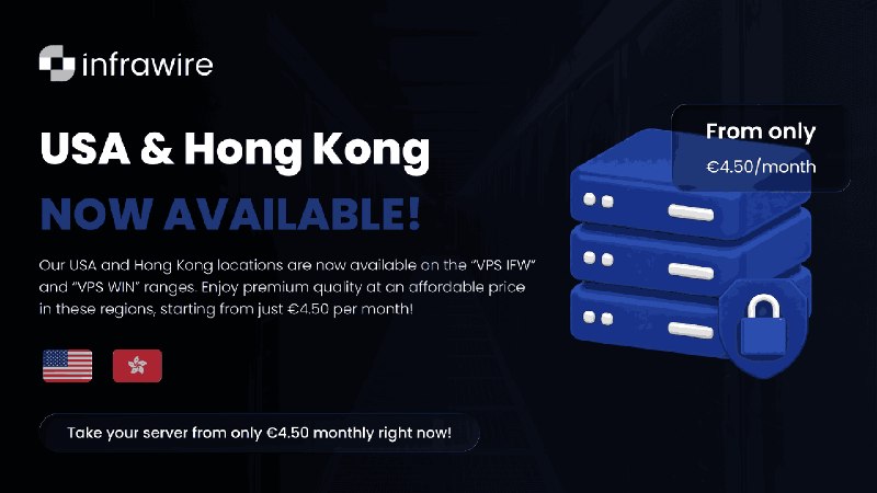 Infrawire - VPS IFW Series now in USA & Hong Kong | Linux & Windows | Starting at $4.30/mo