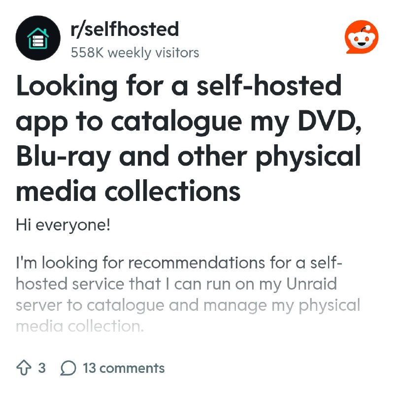 From the selfhosted community on Reddit