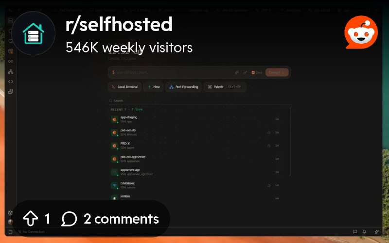 From the selfhosted community on Reddit: Zync SSH workspace: SSH workspace for desktop (Windows, macOS, Linux): terminal, SFTP…
