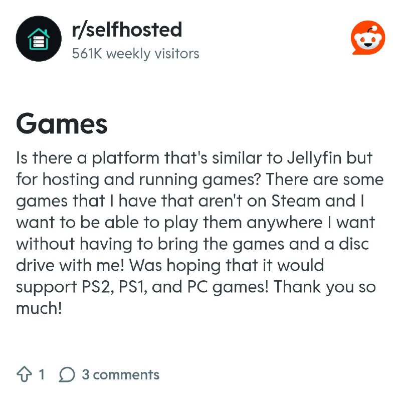 From the selfhosted community on Reddit