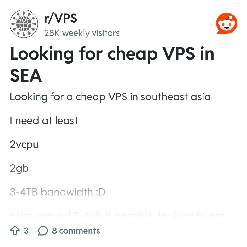 From the VPS community on Reddit