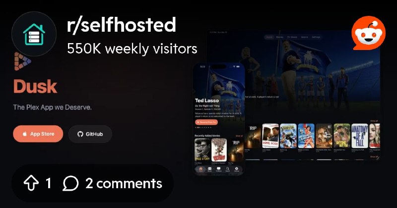 From the selfhosted community on Reddit: Dusk for Plex 1.6: SharePlay, better Apple TV playback, and more