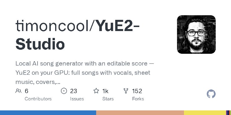 GitHub - timoncool/YuE2-Studio: Local AI song generator with an editable score — YuE2 on your GPU: full songs with vocals, sheet…