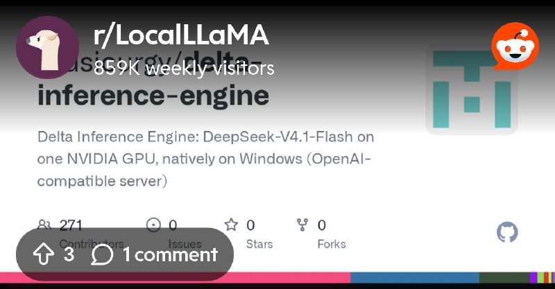 From the LocalLLaMA community on Reddit: DeepSeek-V4.1-Flash-1017 at 41 tok/s on one 3090