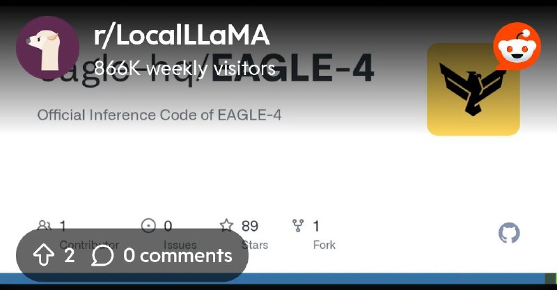 From the LocalLLaMA community on Reddit: Eagle-4 Released: Faster than DFlash2 & DSpark
