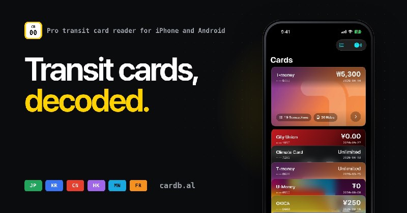 CardBal — Transit cards, decoded. For iPhone and Android.