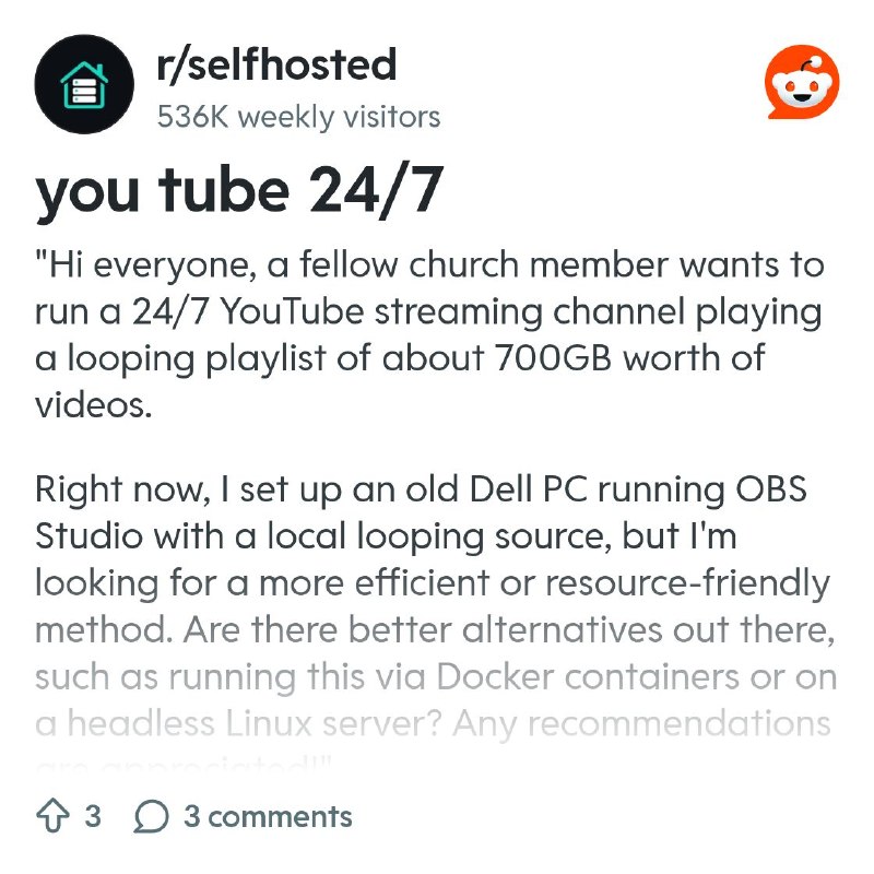 From the selfhosted community on Reddit