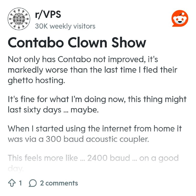 From the VPS community on Reddit