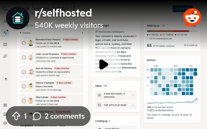 From the selfhosted community on Reddit: Contrack 2.0 – Lightweight contacts manager and people search