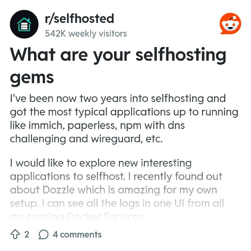 From the selfhosted community on Reddit