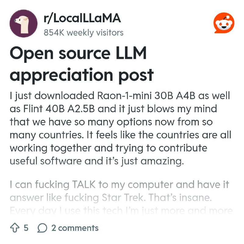 From the LocalLLaMA community on Reddit