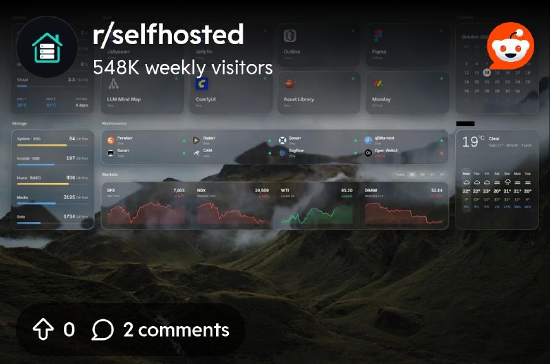 From the selfhosted community on Reddit: Glance Dashboard - Went for Liquid Glass Style, photo slideshow as background