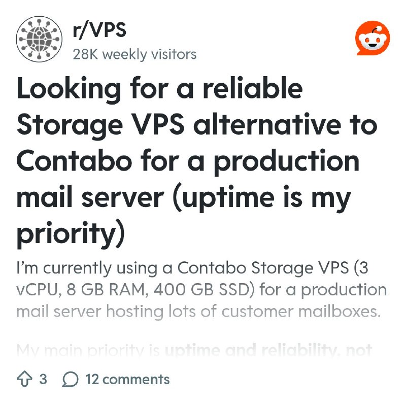 From the VPS community on Reddit