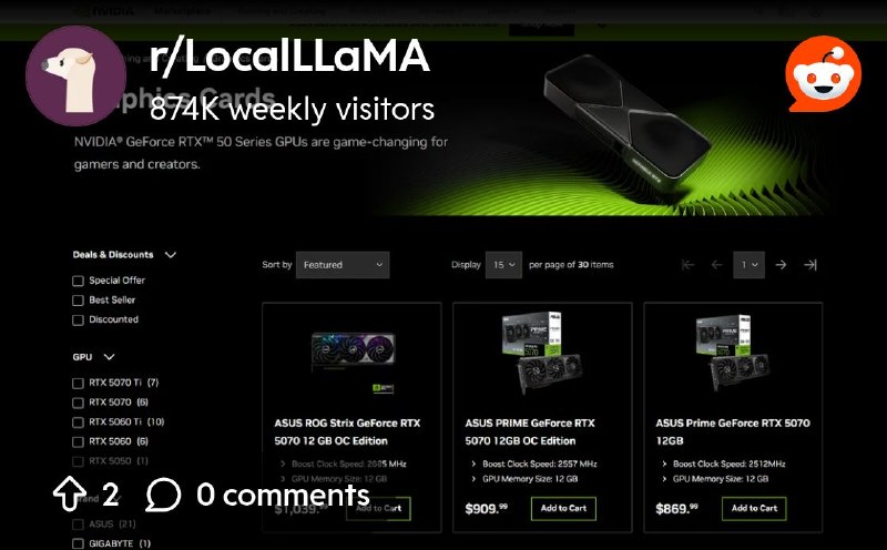 From the LocalLLaMA community on Reddit: The RTX 5080 Has Been Removed From NVIDIA's Official Marketplace.