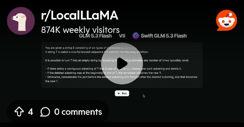 From the LocalLLaMA community on Reddit: UkisAI Swift GLM5.3 + GSQ-RCO, Swift Ornith 9B / -57.7% Token Usage with <1% accuracy…