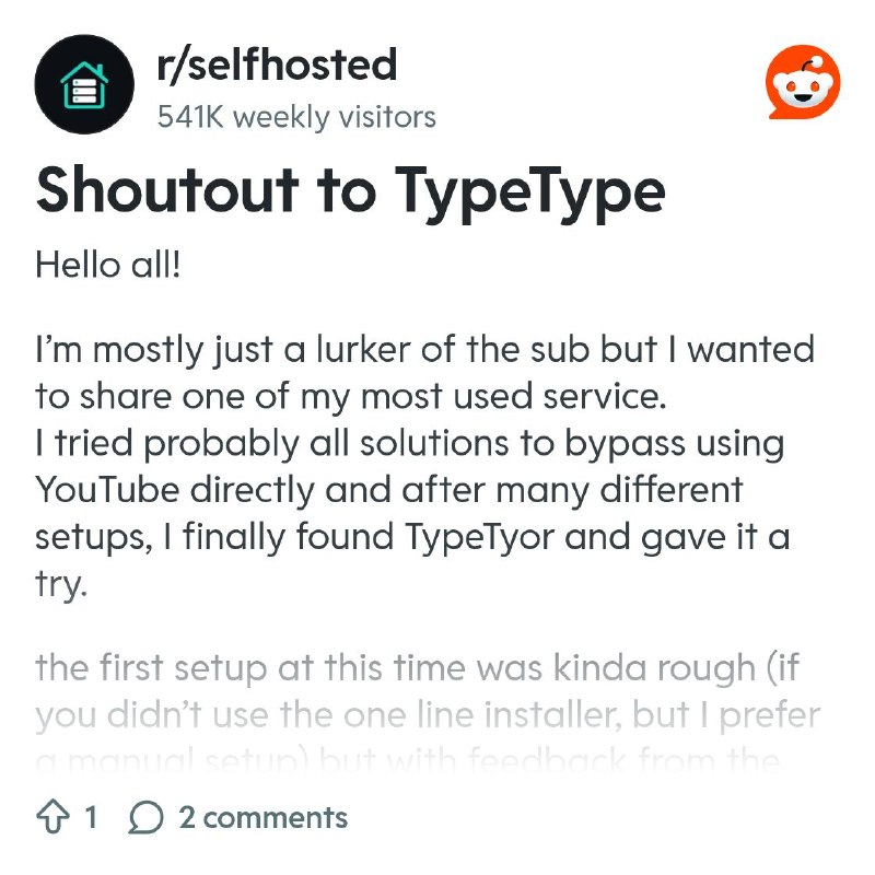 From the selfhosted community on Reddit