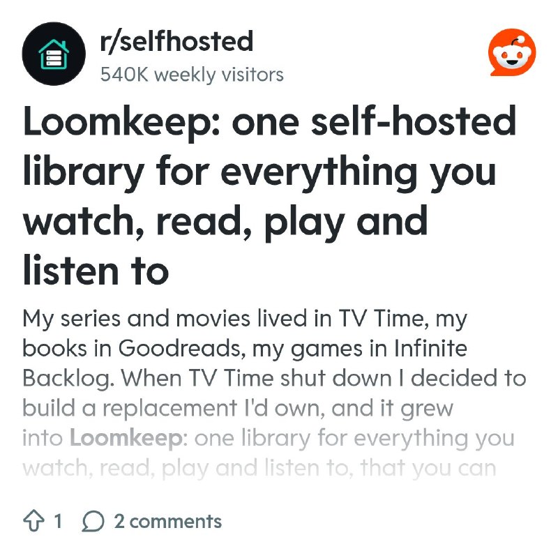 From the selfhosted community on Reddit