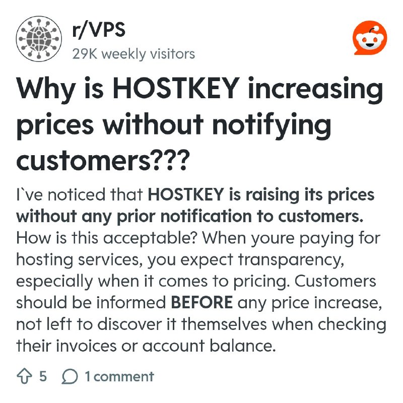 From the VPS community on Reddit