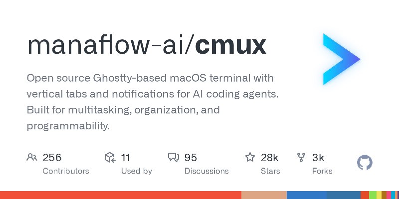 GitHub - manaflow-ai/cmux: Open source Ghostty-based macOS terminal with vertical tabs and notifications for AI coding agents.…
