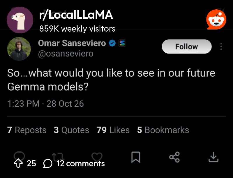 From the LocalLLaMA community on Reddit: Gemma 5 models soon ??