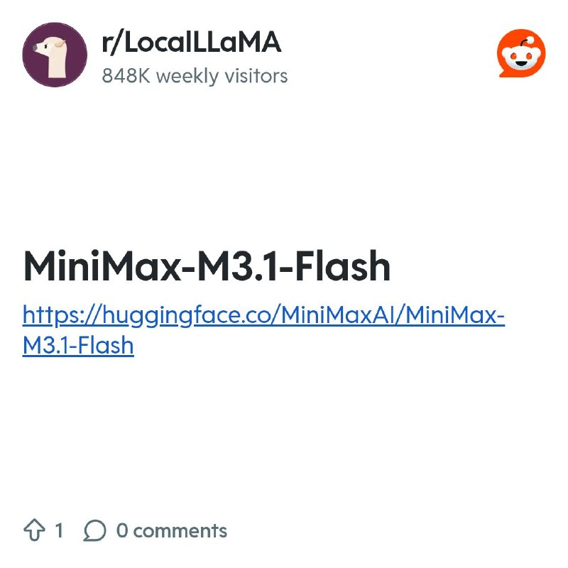 From the LocalLLaMA community on Reddit: MiniMax-M3.1-Flash
