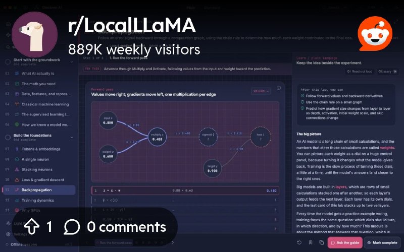 From the LocalLLaMA community on Reddit: Discover AI: A Learning Guide - 51 hands-on labs for learning how AI actually works.
