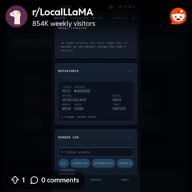 From the LocalLLaMA community on Reddit: Berth v0.3.4: hand your GPU to a Windows VM and get it back (VFIO)