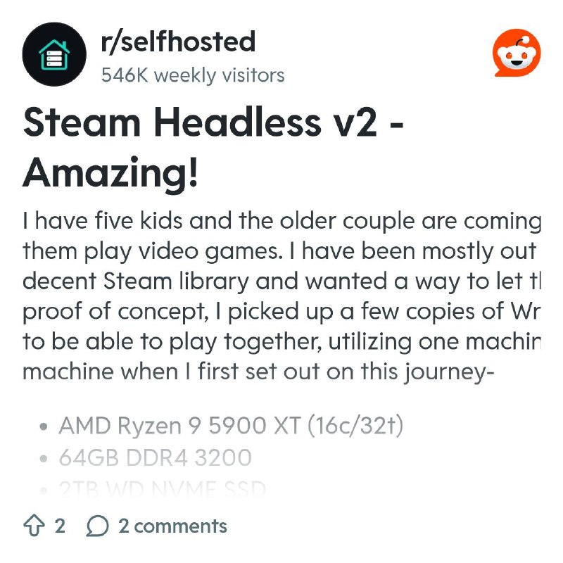 From the selfhosted community on Reddit