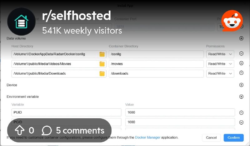 From the selfhosted community on Reddit: Help: Radarr, jellyfin, Plex in NAS