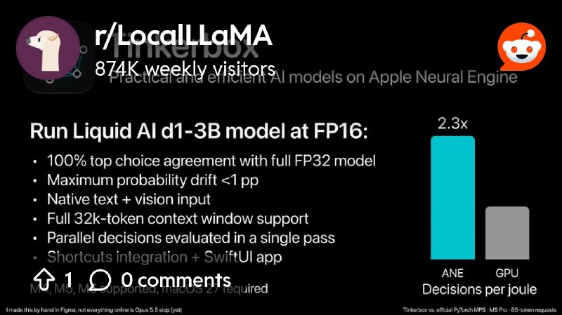 From the LocalLLaMA community on Reddit: I built an app to efficiently run decision models on the Apple Neural Engine with Shortcuts…